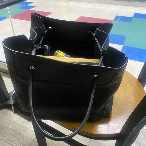 ALEXANDER WANG BLACK ROSE GOLD LEATHER DRAWSTRING SHOULDER Handbag GORG FLAW LUX - Picture 4 of 12